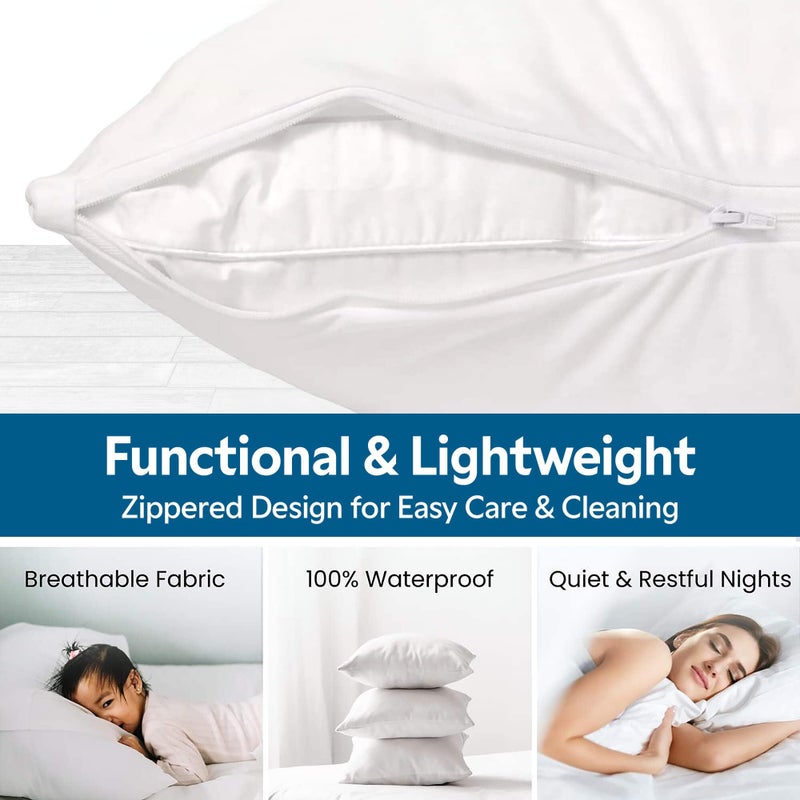 Guardmax Waterproof Pillow Protectors - Zippered Pillow Case Covers - Highly Soft & Noiseless Fabric - Protects Pillows from Dirt, Dust & Dander (Standard 20x26) - Image 4